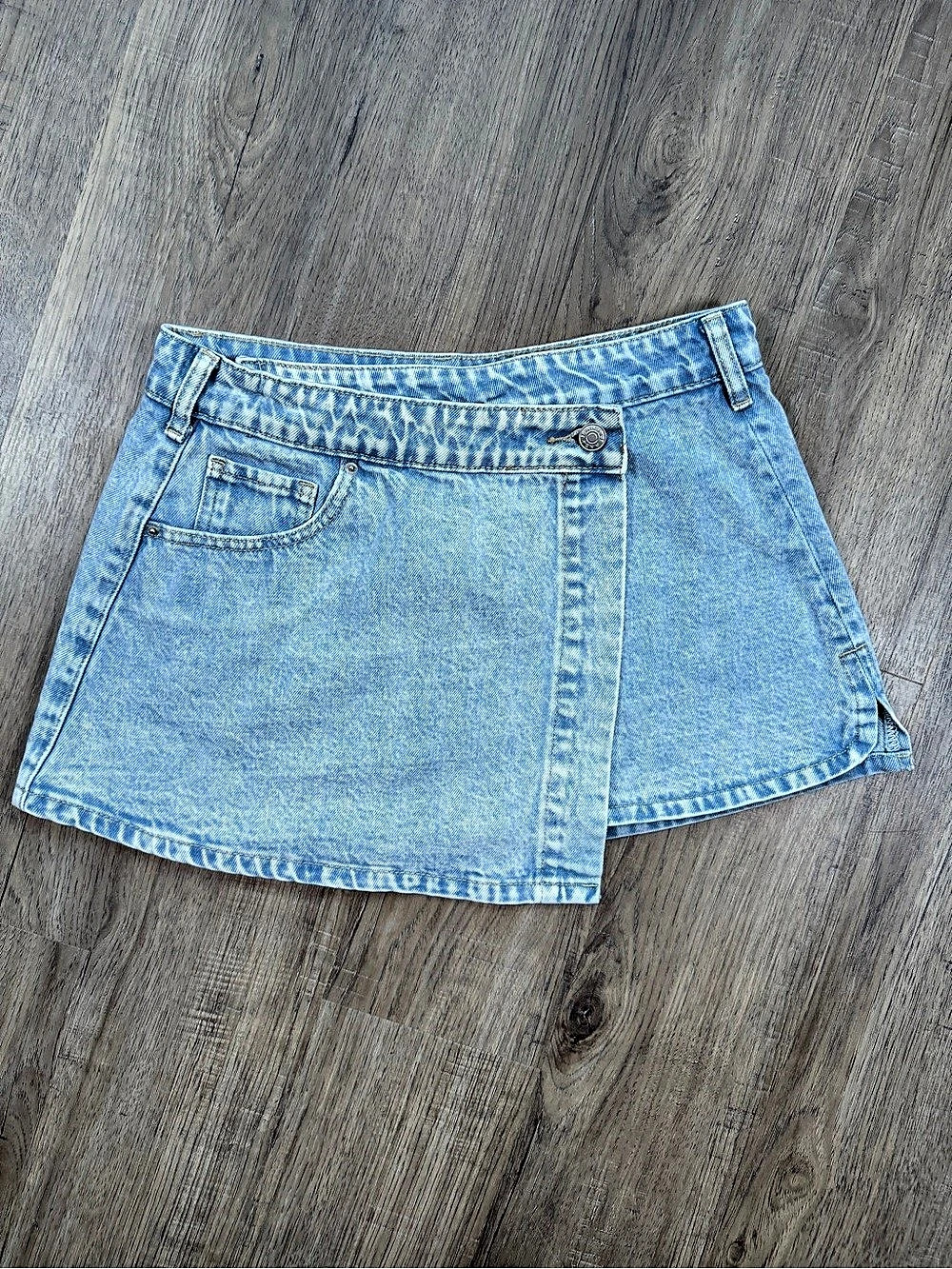 Shein Denim Wrap Mini Skirt Light Wash Size S (US 4) Y2K